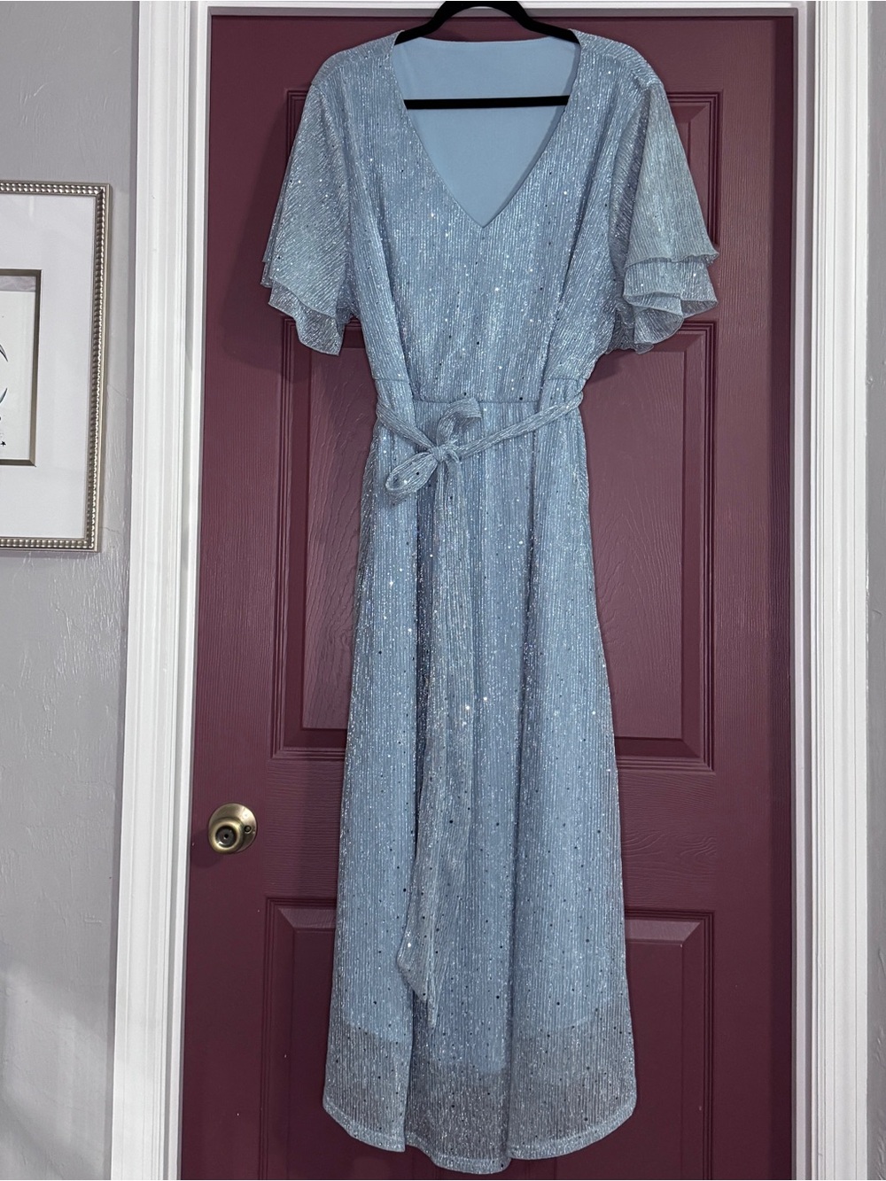 BloomChic Light Blue Sparkle Maxi Dress